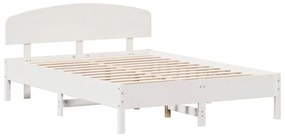 Cama sem colchão 150x200 cm madeira de pinho maciça branco