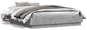 Estrutura de cama com luzes LED 150x200 cm cinzento cimento
