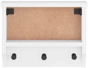 Cabide de parede Branco 45x12x35 cm Pinho de madeira maciça