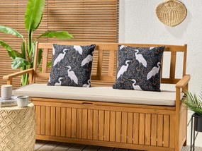 Conjunto de 2 almofadas de exterior com motivo de ave pretas 45 x 45 cm PIANAZZO Beliani