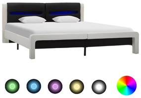 vidaXL Estrutura da Cama Branco e Preto 120 x 200 cm Couro Sintético