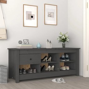 vidaXL Sapateira 110x38x45,5 cm pinho maciço cinzento