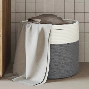 vidaXL Cesto de arrumação Ø40x35 cm algodão cinzento e branco