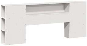 Cama com estante sem colchão 200x200 cm pinho maciço branco