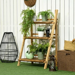 Suporte para Plantas de 3 Níveis Dobrável para Interior e Exterior 60x37x93 cm Madeira