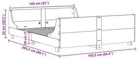 Estrutura de cama com cabeceira 160x200 cm pinho maciço branco