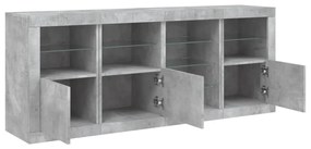 Aparador com luzes LED 164x37x67 cm cinzento cimento