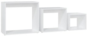 Mesas de encastrar 3 pcs contraplacado branco