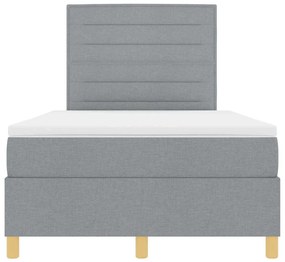 Cama Box Spring com Colchão Cinza Claro 120x200 cm Tecido