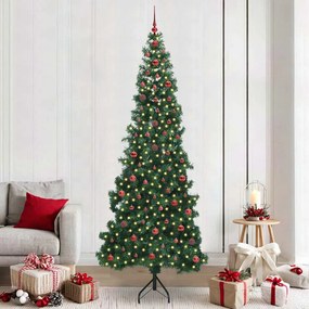 vidaXL Árvore de Natal artificial de canto Verde 240 cm PVC e Metal