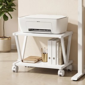 Suporte para Impressora 44L x 28P x 32A cm com 2 Prateleiras para Escritório e Casa, Branco