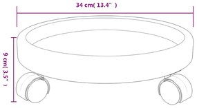 Carrinhos de plantas c/ rodas 2 pcs diâmetro 34 cm 35 kg cinza