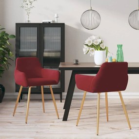 vidaXL Cadeiras de jantar 2 pcs veludo vermelho tinto