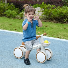 Bicicleta sem Pedais para Crianças de 12-36 Meses Bicicleta de Equilíbrio com Assento Ajustável 56x27x39 cm Castanha