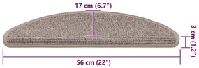 Tapetes de escada adesivos 15 pcs 56x17x3 cm bege-escuro