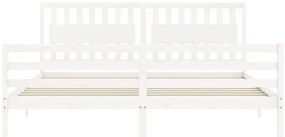Estrutura de cama com cabeceira 200x200cm madeira maciça branco