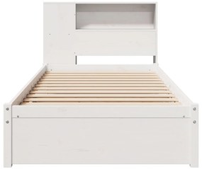 Cama com estante sem colchão 100x200 cm pinho maciço branco