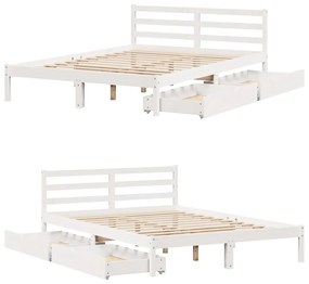 Cama sem colchão 140x190 cm madeira de pinho maciça branco