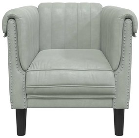 Poltrona veludo cinzento-claro