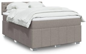 vidaXL Cama com molas/colchão 160x200 cm tecido castanho-acinzentado