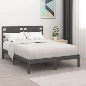 vidaXL Estrutura de cama 140x190 cm madeira de pinho maciça cinzento