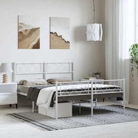 Estrutura de cama com cabeceira e pés 150x200 cm metal branco