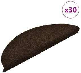 Tapetes de escada adesivos 30 pcs 56x17x3 cm castanho-escuro