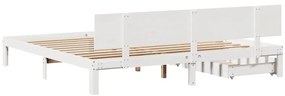 Estrutura de cama c/ gavetas 200x200 cm pinho maciço branco