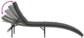 Espreguiçadeiras com mesa 2 pcs vime PE cinzento