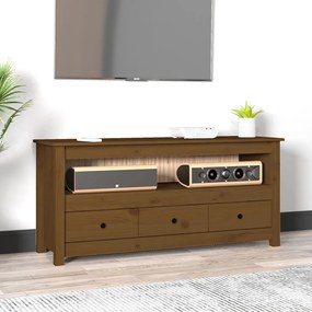 vidaXL Móvel de TV 114x35x52 cm madeira de pinho maciça castanho mel