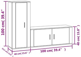 2 pcs conjunto móveis de TV derivados madeira branco brilhante