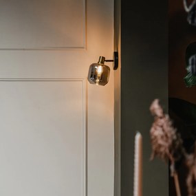 Foco de teto design preto com dourado e vidro fumê - Zuzanna