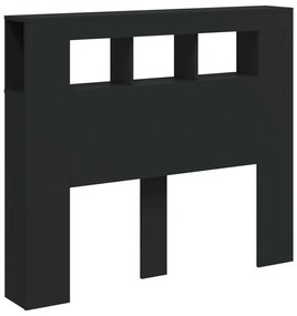 Cabeceira cama c/ LEDs 120x18,5x103,5 cm deriv. madeira preto