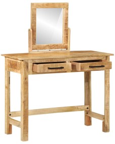 Mesa de Maquilhagem com Espelho Madeira Maciça Mangueira Áspera