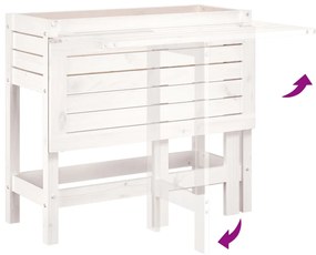 Floreira de jardim com tampo dobrável pinho maciço branco