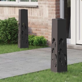 vidaXL Luz Solar LED de Caminho 2 pcs Preto Aço Laminado a Frio