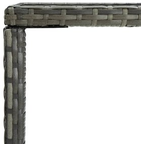 Mesa de bar para jardim 70x70x110 cm vidro e vime PE cinzento