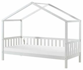 Cama infantil de Casa DALLAS 90x200 Com Ripas e Estrado e com Colchão Branca