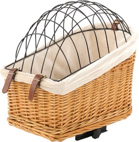 PawHut Cesto de bicicleta para cães e gatos, cesto trançado à mão com tampa metálica e almofada macia, Castanho claro | Aosom Portugal