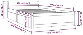 Estrutura de cama com gavetas 100x200 cm