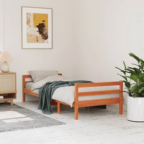 Cama sem colchão 80x200 cm pinho maciço castanho-mel