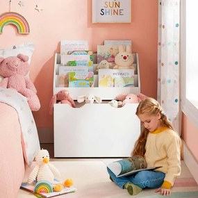 Estante para brinquedos com 3 níveis de prateleiras sobre Rodas 29,5 x 62,5 x 70 cm branco nublado