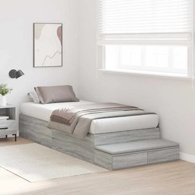 Cama de Armazenamento Cinzento Sonoma 90x190 cm