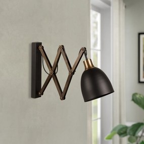Aplique de Parede Sivani – Preto – 15 x (35 - 62) cm