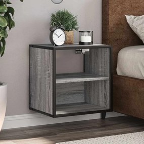 vidaXL Mesa de cabeceira de parede 40x31x39,5 cm cinzento sonoma