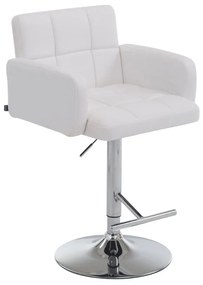 Banco de bar Los Angeles em couro sintético 60 x 93-113 x 56 cm Branco