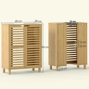 Móvel para Lavatório Pousar (NÃO INCLUIDO) de Bambu com Prateleira Ajustável para Lavatórios 60x30x80 cm Madeira