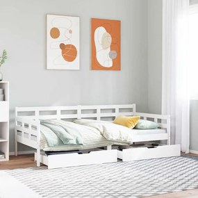 Sofá-cama com gavetas 80x200 cm madeira de pinho maciça
