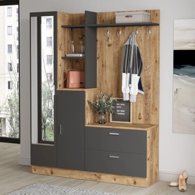 Cabideiro DD5 – Pinheiro Atlântico e Antracite – 140x181,8x36,8 cm