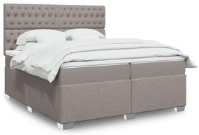 vidaXL Cama com molas/colchão 200x200 cm tecido castanho-acinzentado